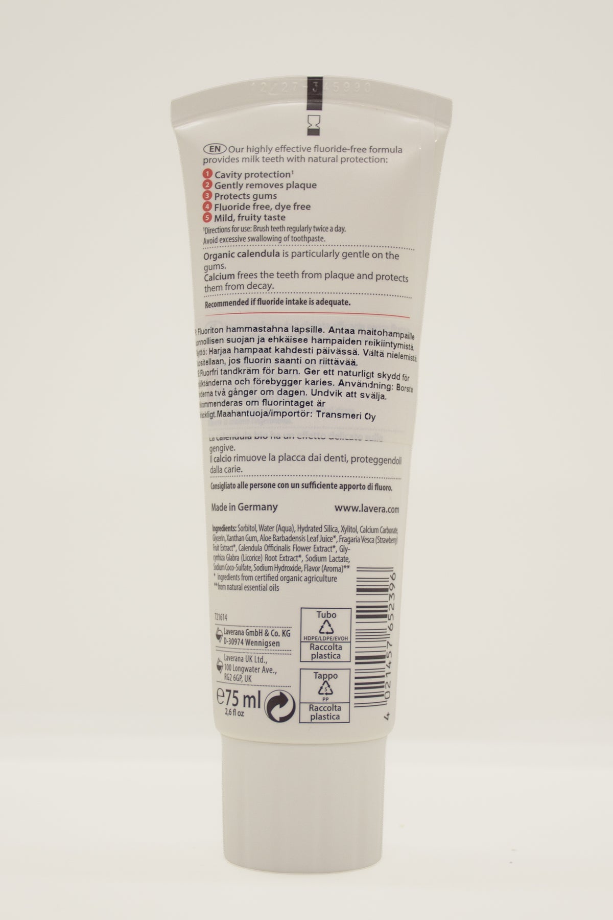 Lasten fluoriton hammastahna 75ml