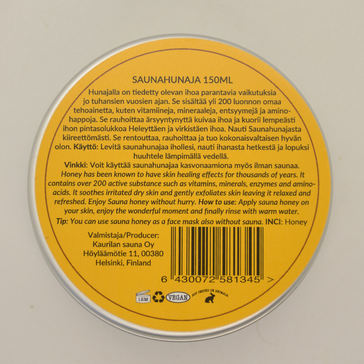 Saunahunaja vartalolle, kasvoille ja hiuksiin 150ml